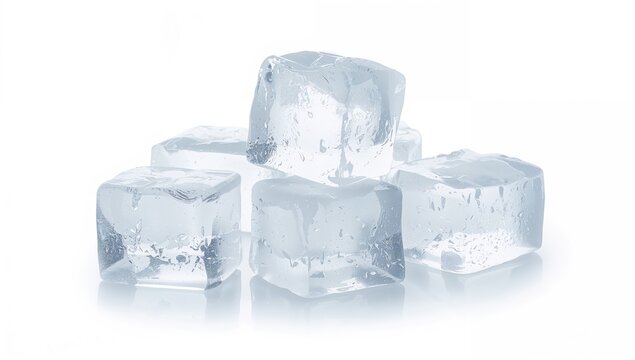 Chilled ice blocks on a plain white surface