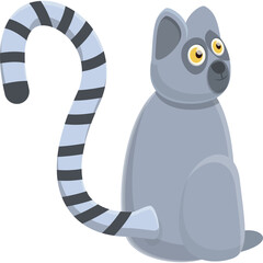 Obraz premium Cartoon Ring Tailed Lemur Sitting With Curled Tail And Yellow Eyes A Cute Primate Illustration On White Transparent Background