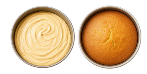 Cake Batter and Baked Cake – Before and After Baking Process