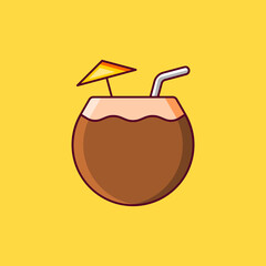 Coconut Vector Icon Illustration On Isolated Background.	