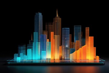 3D city model on a screen