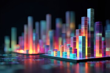 Abstract digital city skyline