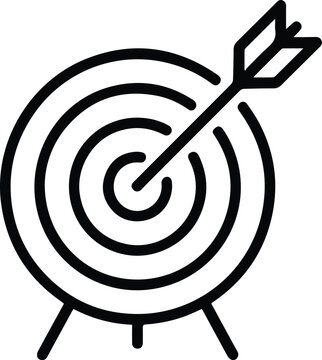 arrow hitting the center of a target outline vector and illustration line art