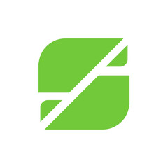 Letter S geometric green shape logo symbolizing eco-friendly innovation and sustainable digital business identity.