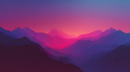 Obraz premium Layered mountain range glows intensely during vibrant twilight