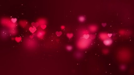 valentines day hearts and glitter shiny stars on red 4k animation, love and passion 14 February celebration and anniversary motion background - Powered by Adobe