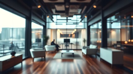 Bright Abstract Blur Office Interior Background Scene