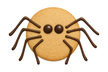 Creating halloween spider cookie with chocolate icing