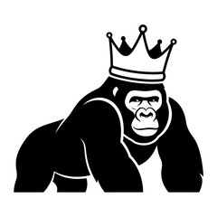 Gorilla King Wearing a Crown Majestic Powerful Animal.