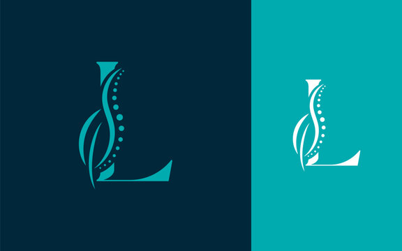 Abstract Initial letter L with chiropractic or spinal backbone logo design vector illustration