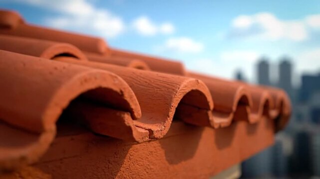 Terracotta roof with city view