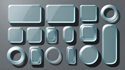 Modern ui design elements frosted glass liquid effect soft blue ui components