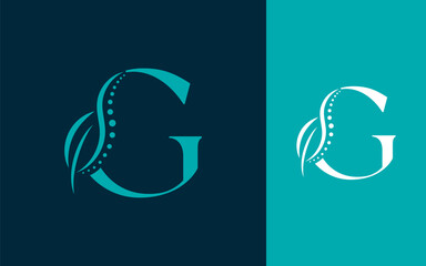 Abstract Initial letter G with chiropractic or spinal backbone logo design vector illustration