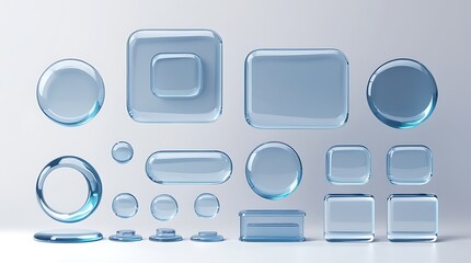 Modern ui elements translucent glass liquid aesthetic soft gradients gray background design