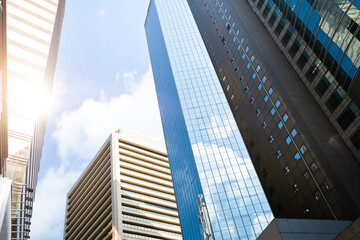 Low angle view of modern office buildings