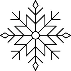 Black line art snowflake symmetrical geometric design 1