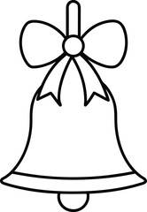 Christmas bell line art with bow outline 1