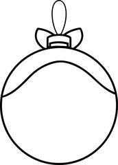 Simple round christmas ornament line art with bow decoration 1