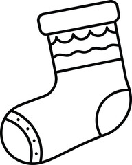 Christmas sock line art simple holiday stocking vector