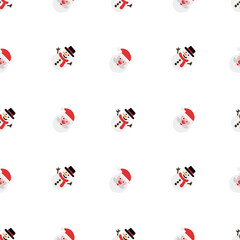 Christmas pattern. Merry Santa Claus and a snowman in a hat. Illustration for fabric and gift wrapping.
