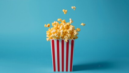 Bucket Overflowing, Striped Container Yellow Contents, Light Blue Field, Soft Light.