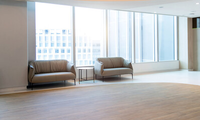 Leisure sofas are near window