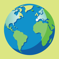 Stylized Earth globe with continents and oceans planet