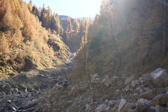 Autumn Mountain Landscape in Val Trupchun, Switzerland