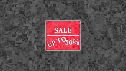 Abstract glowing A storefront display featuring several mannequins dressed in colorful clothing. A large red sign in the center reads sale up to 56 percent animation with background..