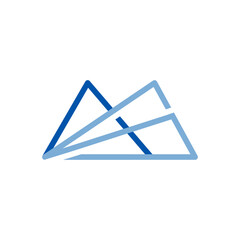 Geometric triangular logo symbolizing mountain, peak, and construction or architecture business.