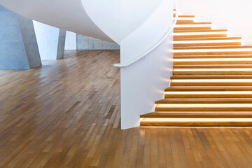 Naklejka premium Modern spiral staircase inside building