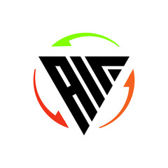 Letter A monogram in triangular frame with arrows forming dynamic shape symbolizing progress and recycling.