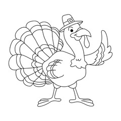 Turkey Thanksgiving Animal Coloring Pages for Kids Printable Vector