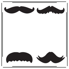 Set of Four Black Mustache Silhouettes - Thick, Thin, and Classic Mustache Styles - Facial Hair Icons on White Background