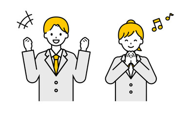 シンプルな学生の男女_うれしい