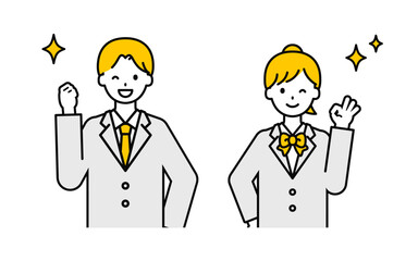 シンプルな学生の男女_うれしい