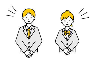 シンプルな学生の男女_挨拶