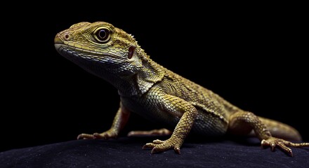 Obraz premium A close-up side profile of a reptile, with scaled body and alert gaze