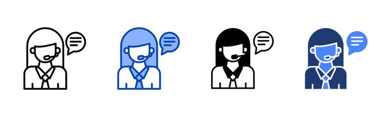 Customer Service icon set multiple style collection
