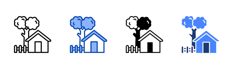 Rural icon set multiple style collection