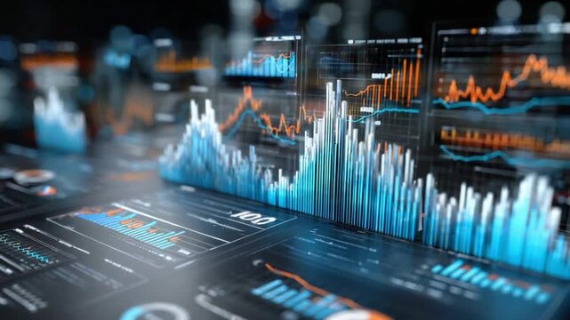 Visualizing Business Growth: A dynamic display of financial data and analytical charts, showcasing trends, insights, and market analysis with vibrant data