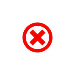 Red cross symbol indicating a negative result or an incorrect option displayed on a plain white background