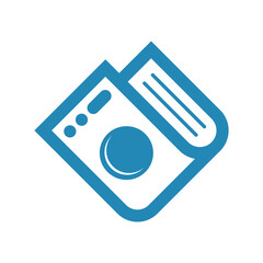 Abstract blue washing machine logo in minimal style