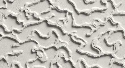 Abstract plaster texture with organic wavy contours and sculptural relief patterns