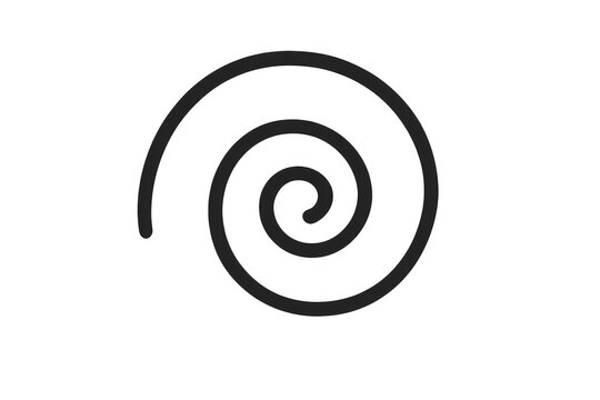 Hand drawn spiral line representing dizziness, hypnosis, and attention on transparent background