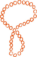 Whimsical line art illustration of vintage pearl necklace. Doodle fun vector graphic