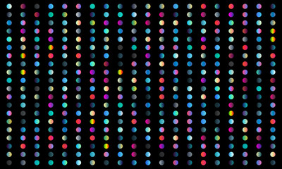 A vibrant pattern of multicolored dots arranged on a black background.