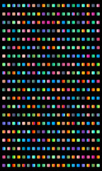 A vibrant pattern of colorful gradient squares arranged in a grid on a black background.