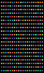 A vibrant pattern of colorful gradient squares on a black background.