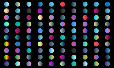A vibrant background featuring a grid of colorful gradient dots on a black background.